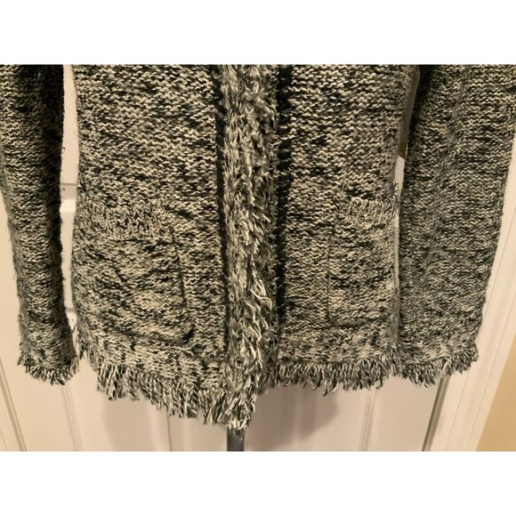 Angel of the North Anthropologie Black, Gray & White Fringe Cardigan, Size M - Picture 3 of 9